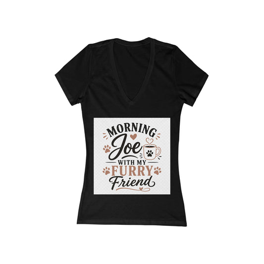 Morning Joe With My Furry Friend V‑Neck Tee