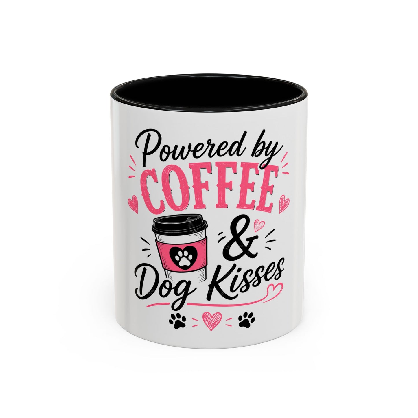 Coffee & Dog Kisses Mug — 'Powered by Coffee & Dog Kisses' Accent Coffee Cup
