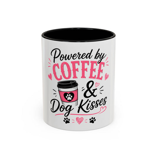 Coffee & Dog Kisses Mug — 'Powered by Coffee & Dog Kisses' Accent Coffee Cup