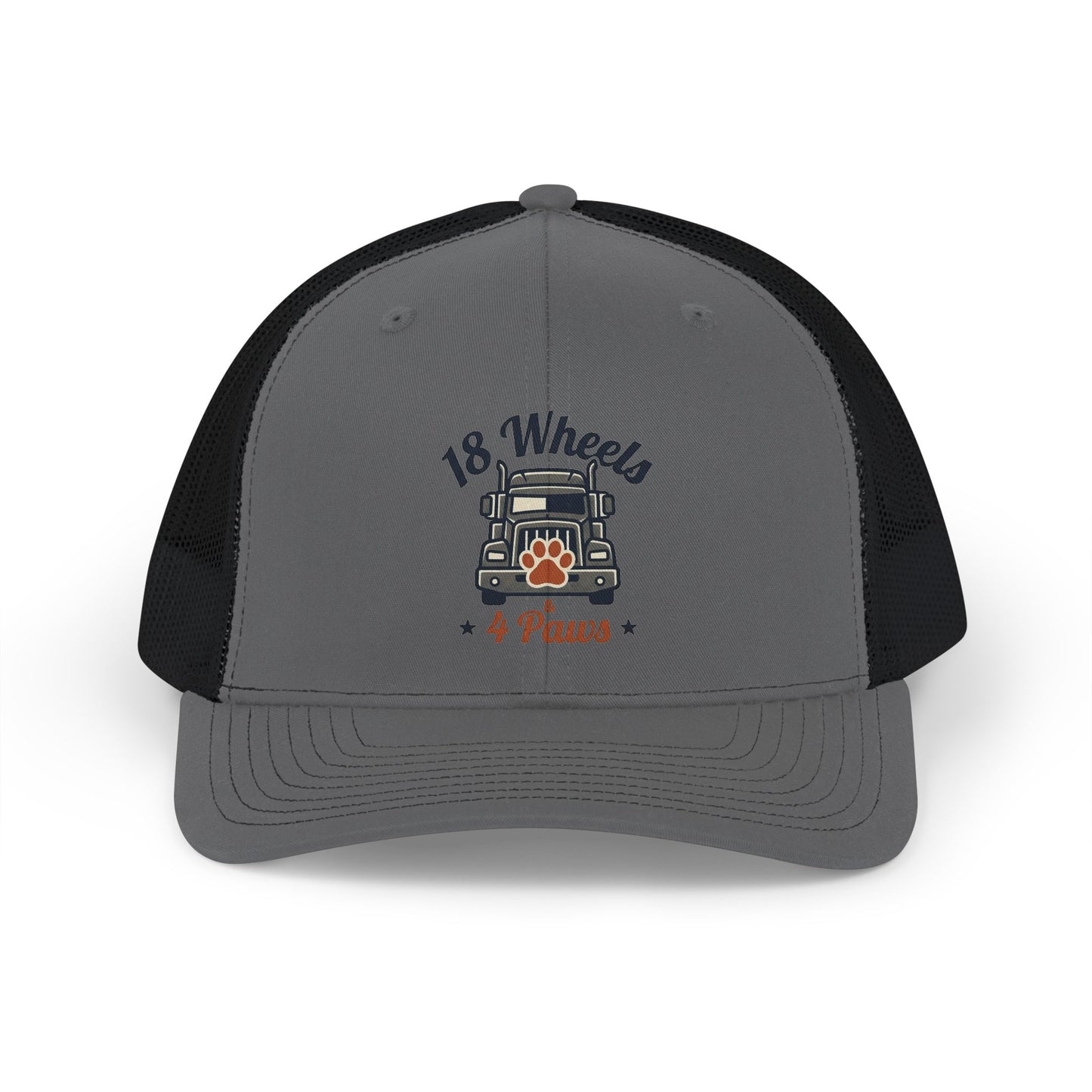 18 Wheels 4 Paws Trucker Cap - Dog Lover Truck Driver Snapback