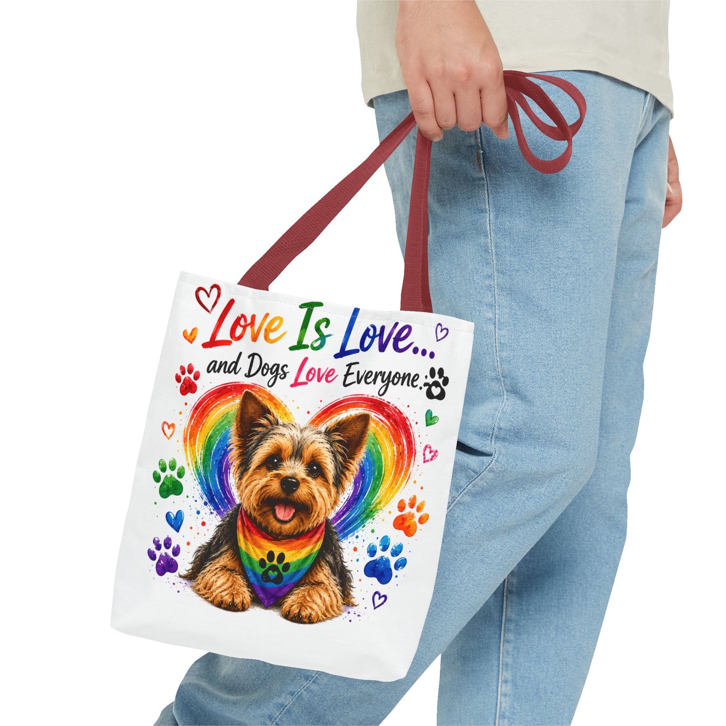 Love Is Love Rainbow Paw Canvas Tote Bag