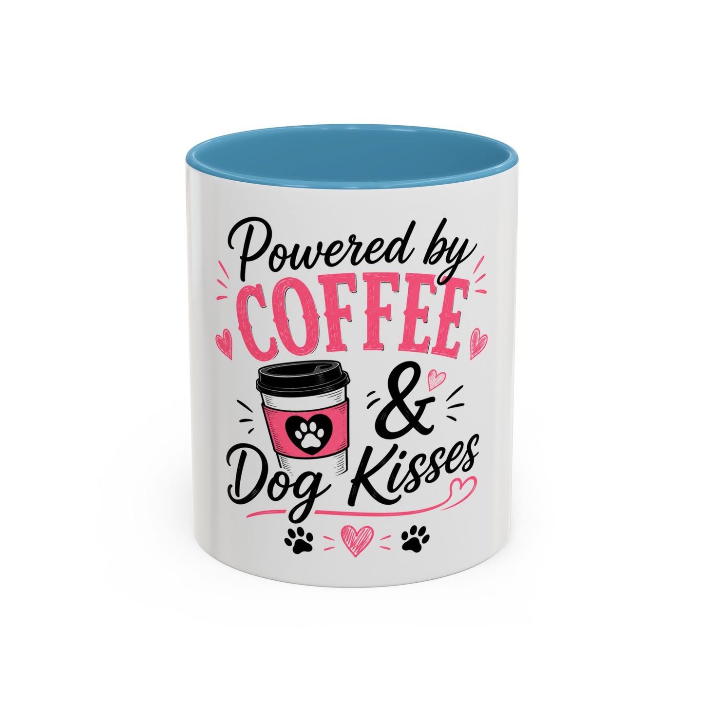 Coffee & Dog Kisses Mug — 'Powered by Coffee & Dog Kisses' Accent Coffee Cup