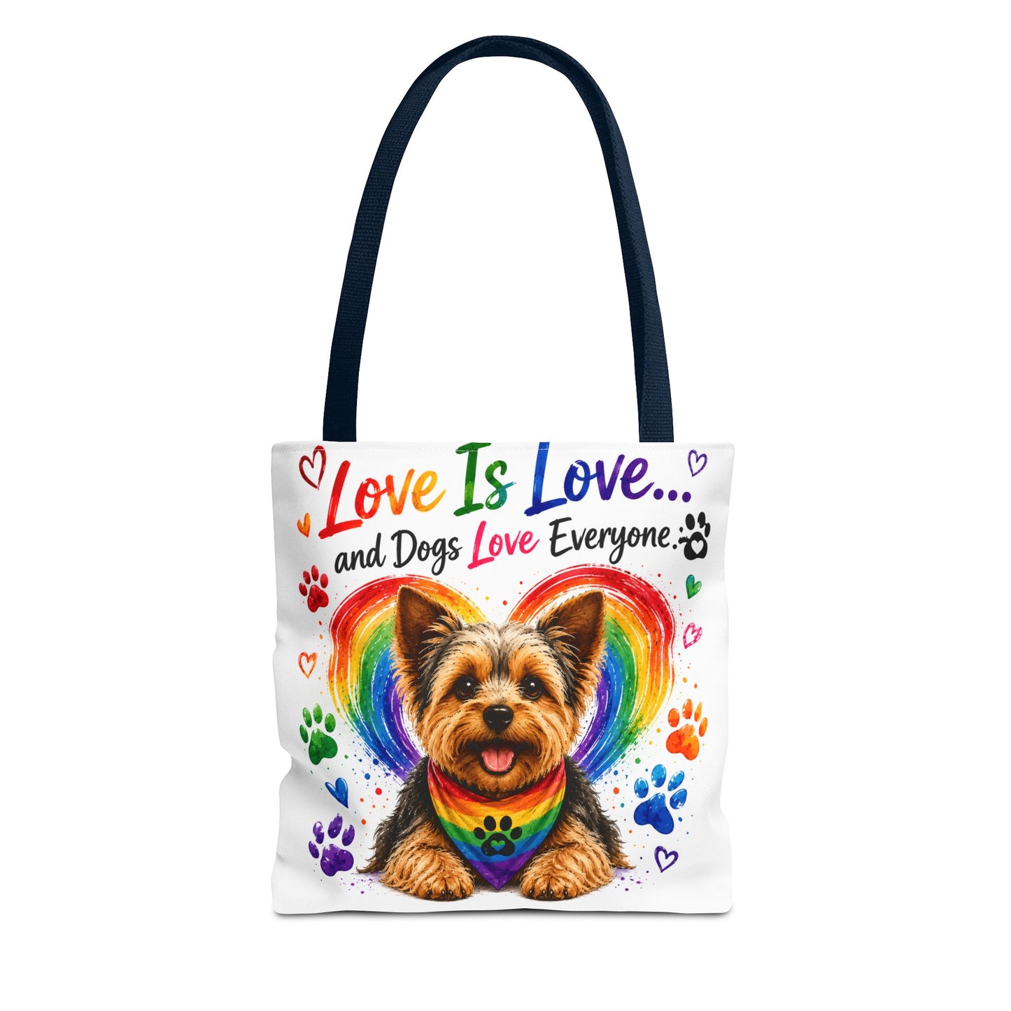 Love Is Love Rainbow Paw Canvas Tote Bag
