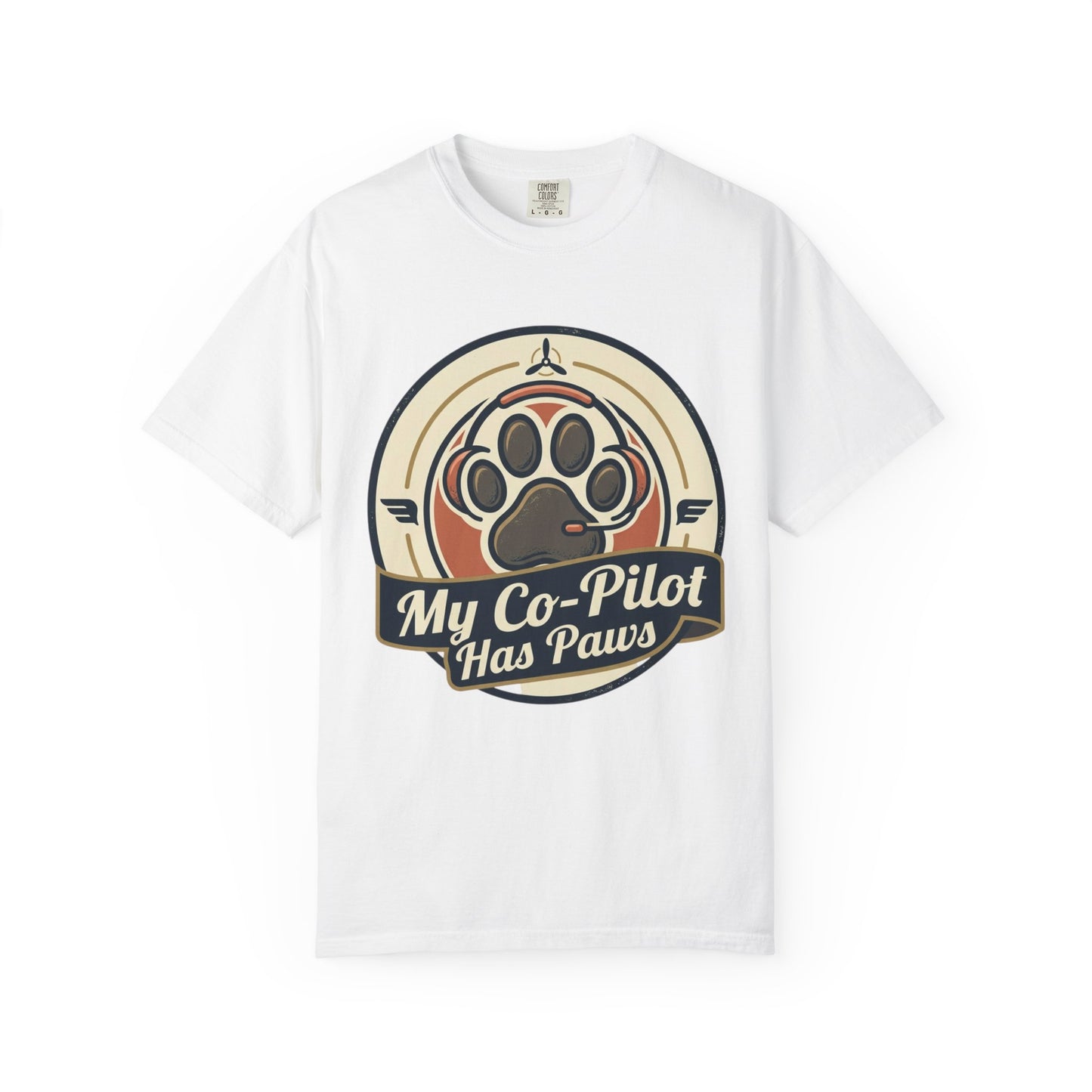 My Co-Pilot Has Paws T-Shirt — Cute Dog Paw Pilot Tee