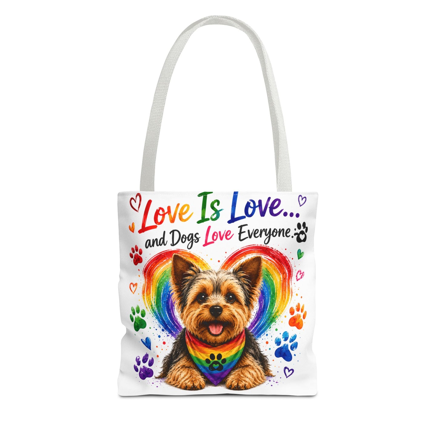 Love Is Love Rainbow Paw Canvas Tote Bag