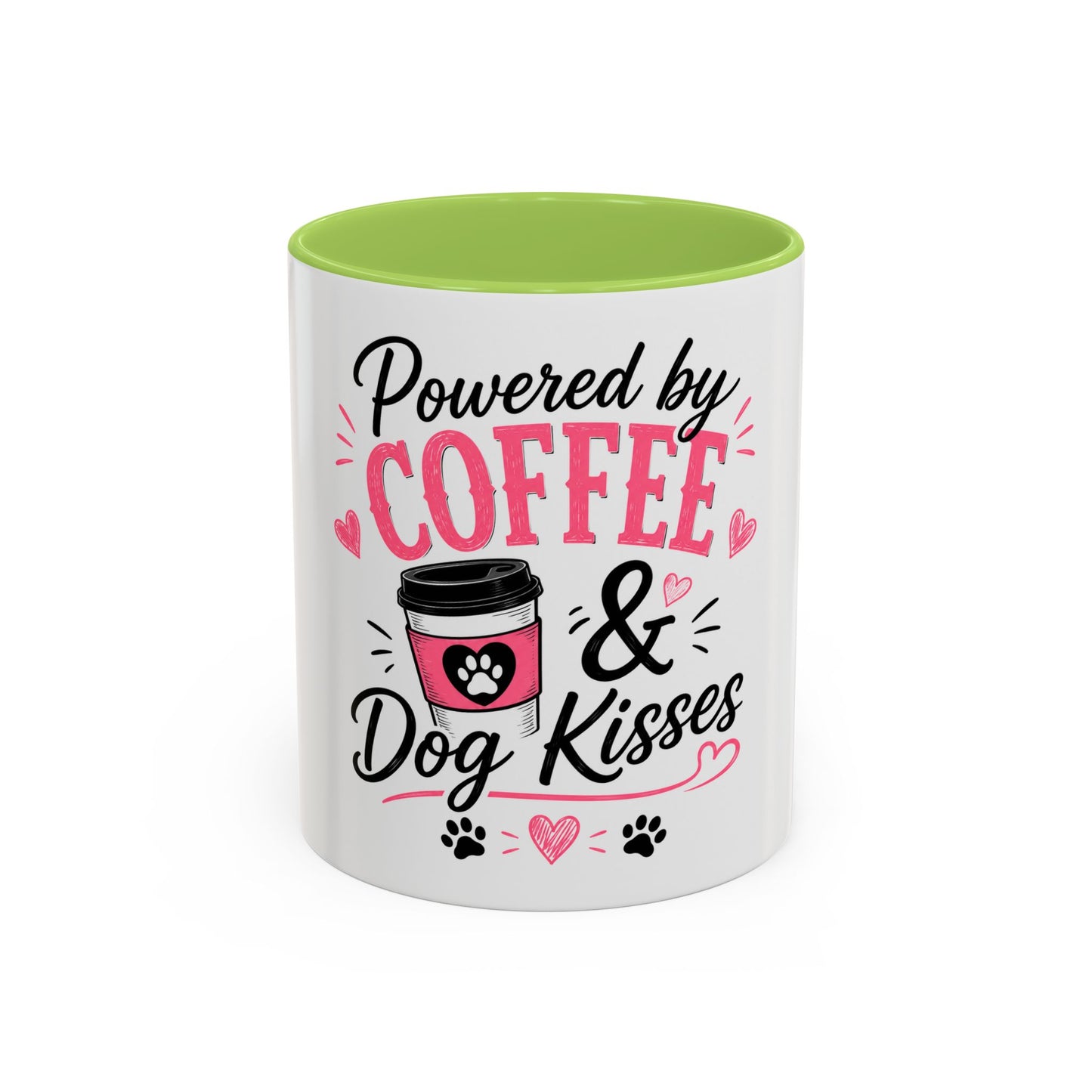 Coffee & Dog Kisses Mug — 'Powered by Coffee & Dog Kisses' Accent Coffee Cup