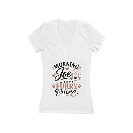 Morning Joe With My Furry Friend V‑Neck Tee
