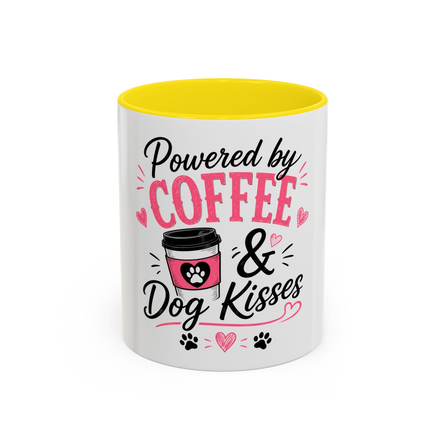 Coffee & Dog Kisses Mug — 'Powered by Coffee & Dog Kisses' Accent Coffee Cup