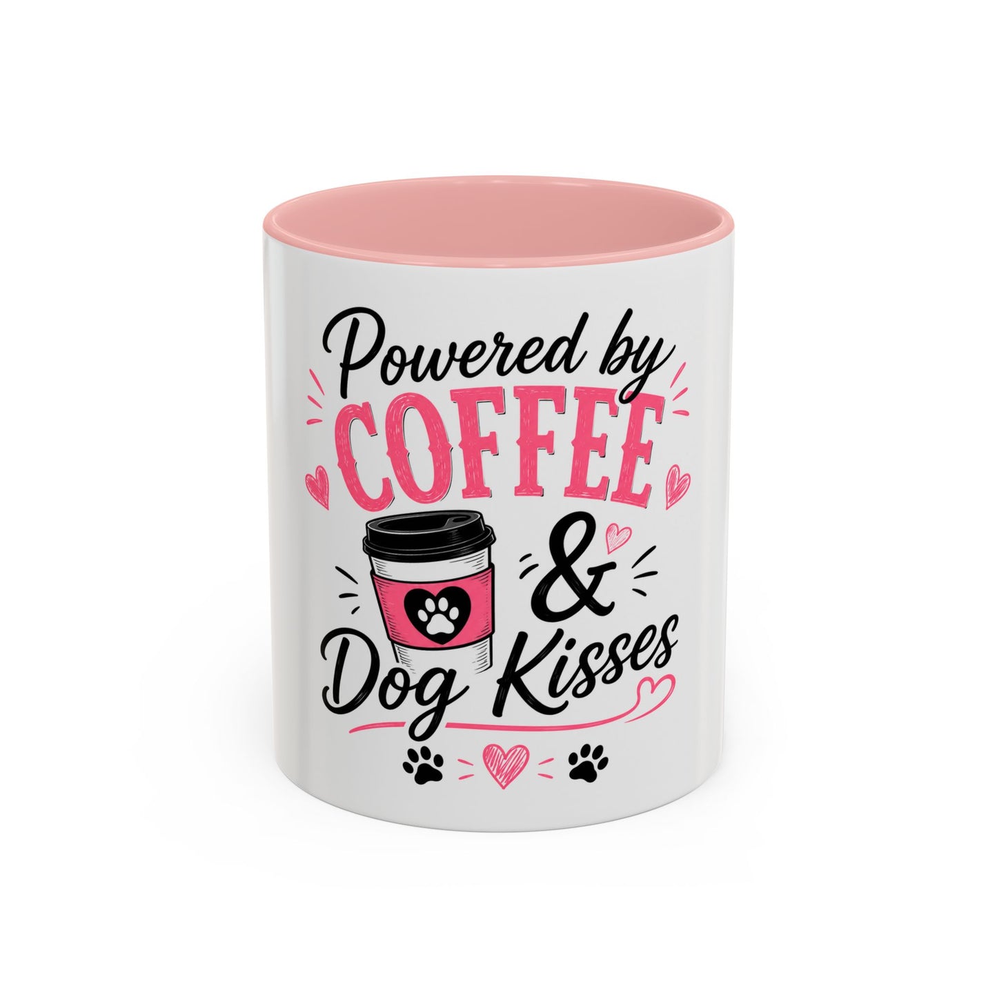 Coffee & Dog Kisses Mug — 'Powered by Coffee & Dog Kisses' Accent Coffee Cup