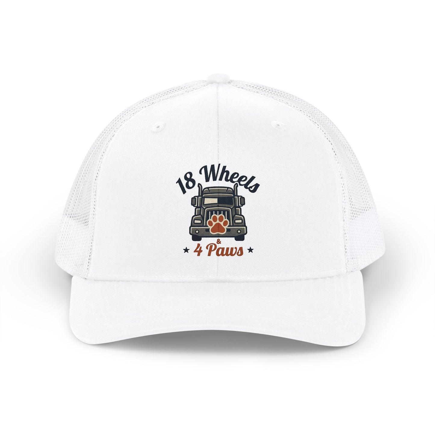 18 Wheels 4 Paws Trucker Cap - Dog Lover Truck Driver Snapback