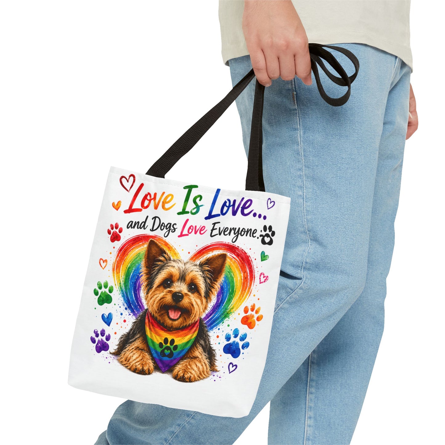 Love Is Love Rainbow Paw Canvas Tote Bag