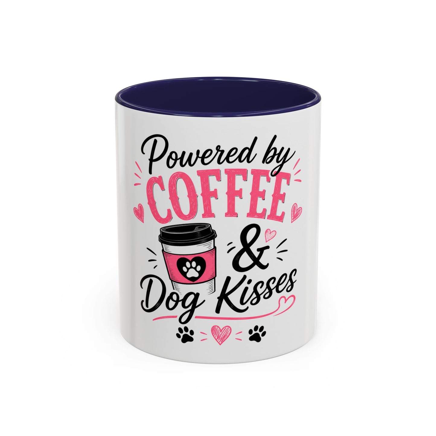 Coffee & Dog Kisses Mug — 'Powered by Coffee & Dog Kisses' Accent Coffee Cup