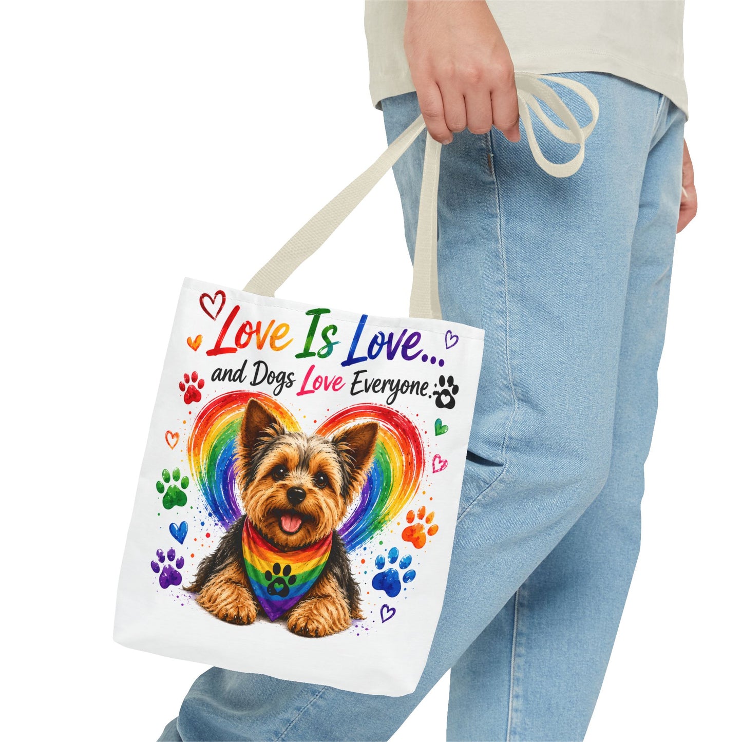 Love Is Love Rainbow Paw Canvas Tote Bag