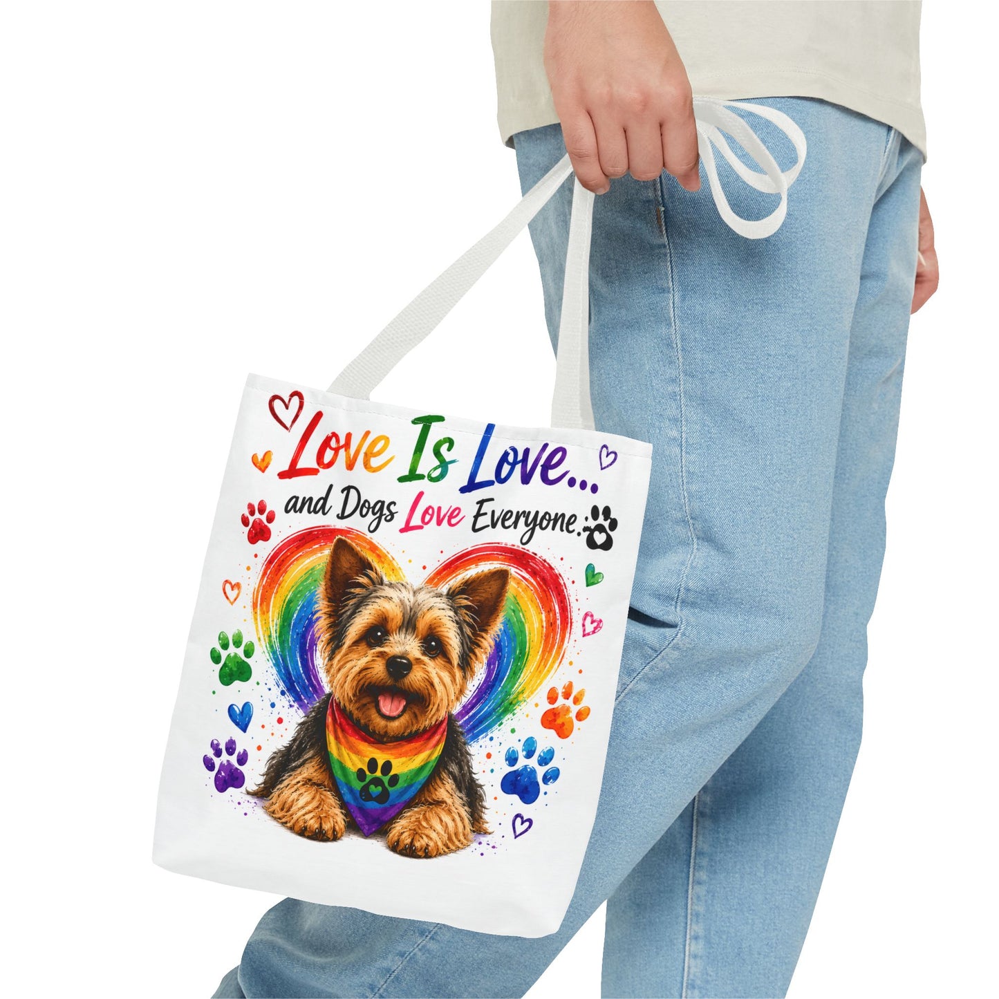 Love Is Love Rainbow Paw Canvas Tote Bag