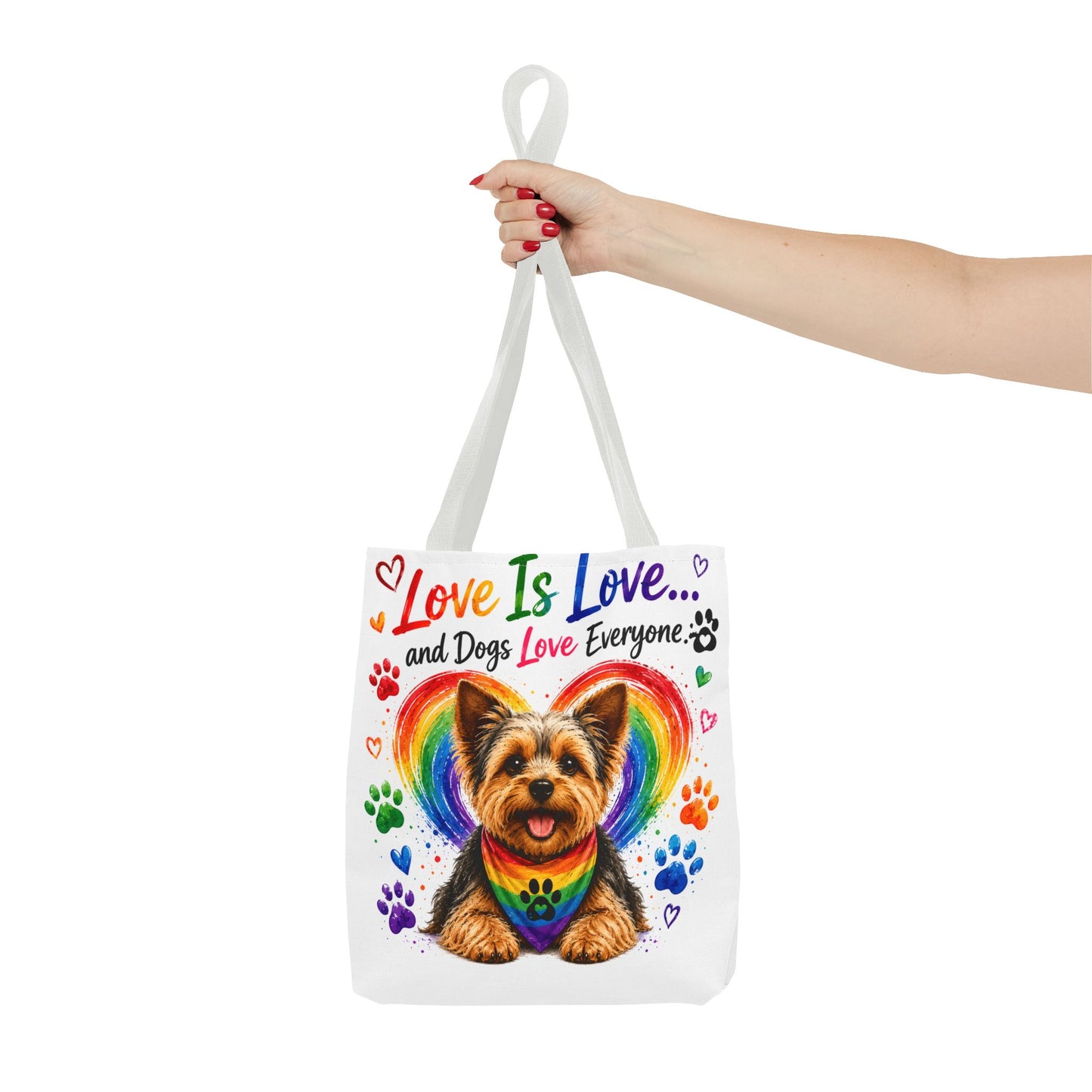 Love Is Love Rainbow Paw Canvas Tote Bag
