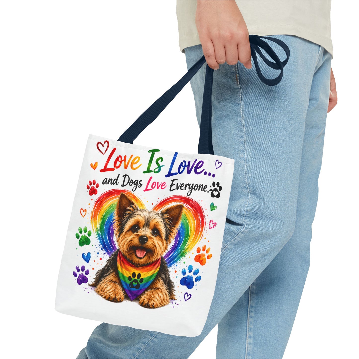 Love Is Love Rainbow Paw Canvas Tote Bag